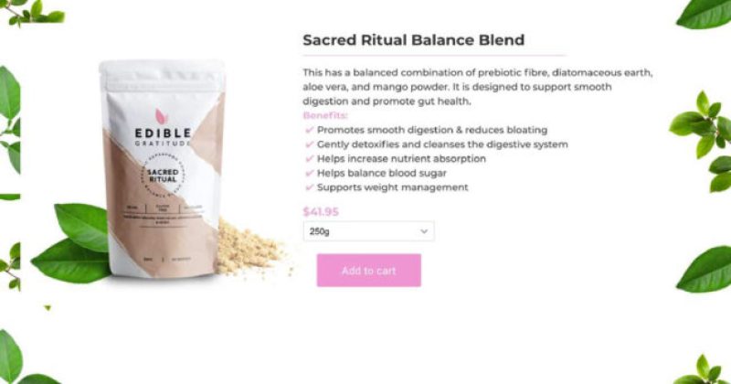 Landing page for Edible Gratitude